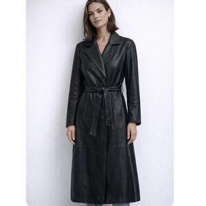 Vintage Winlit Butter Leather Belted Trench Coat Small